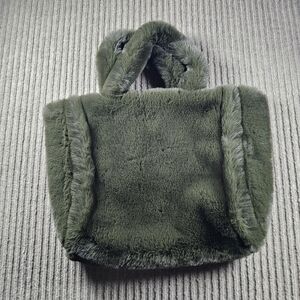 Romytisa Faux Fur Olive Green Tote Handbag  Funky So Soft Retail $85